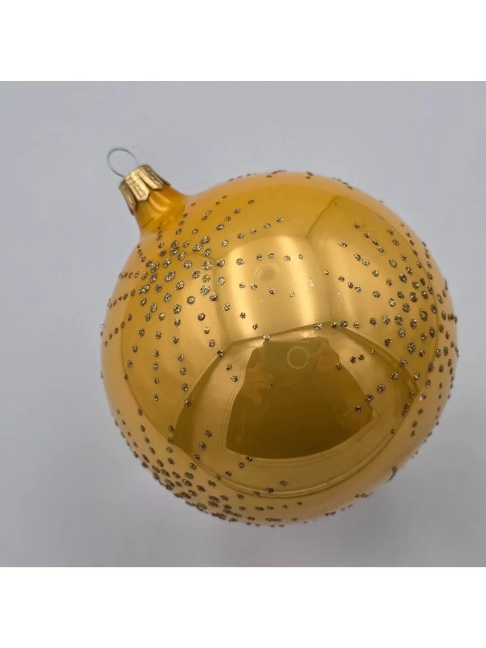Vintage Pier Glass Ornament Ball Yellow Starburst Glitter Christmas 4